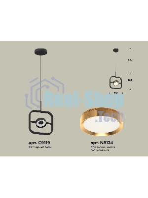 Светильник Ambrella light XB9119103 SBK/PYG черный песок/золото желтое полированное GX53 (C9119, N8124)