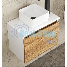 Тумба с раковиной и выпуском (Тумба Bau Dream Blackwood 50, умывальник BAU Mini 24х24, выпуск клик клак, черный)