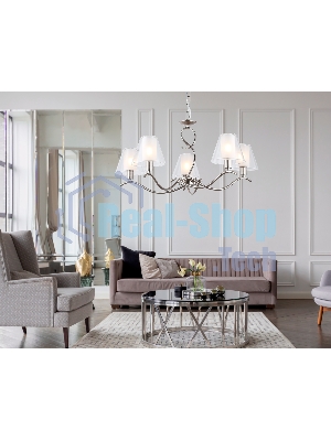 Люстра Ambrella light LH57081/5 SN/FR никель/белый матовый E14/5 max 40W D690*790