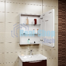Зеркальный шкаф Bau Stil 60х80, LED подсветка, сенсор, плавное закрывание, оборачиваемый