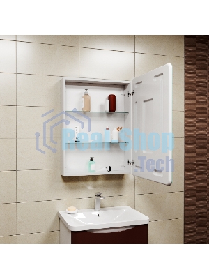 Зеркальный шкаф Bau Stil 60х80, LED подсветка, сенсор, плавное закрывание, оборачиваемый