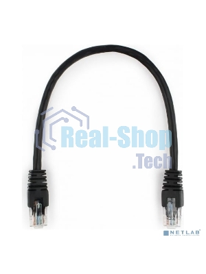 Патч-корд UTP Cablexpert PP6U-0.25M/BK cat.6, 0.25м, литой, многожильный, черный