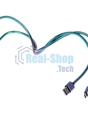 Кабель Qumo Type-С кабель, 1м, USB 2.0, 5В, 2А, 10Вт, тканевая оплетка, стальной коннектор, черный