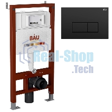 Инсталляция BAU PRO для подвесного унитаза, клавиша смыва BAU Hotel для инсталляции, черный матовый