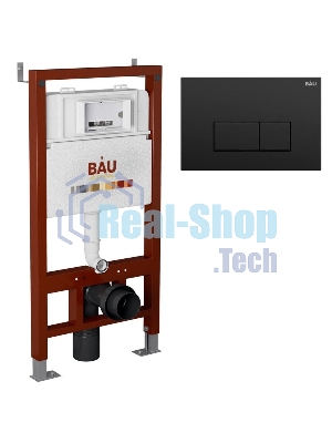 Инсталляция BAU PRO для подвесного унитаза, клавиша смыва BAU Hotel для инсталляции, черный матовый