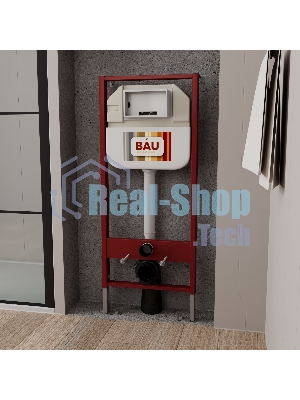 Комплект BAU 6 в 1: рамная инсталляция BAU NEO 45 для подвесного унитаза, унитаз подвесной безободковый торнадо обратного потока Bau Nimb Hurricane-2, быстросъемное тонкое сиденье дюропласт микролифт, клавиша смыва BAU Pulse, белая/вставка хром