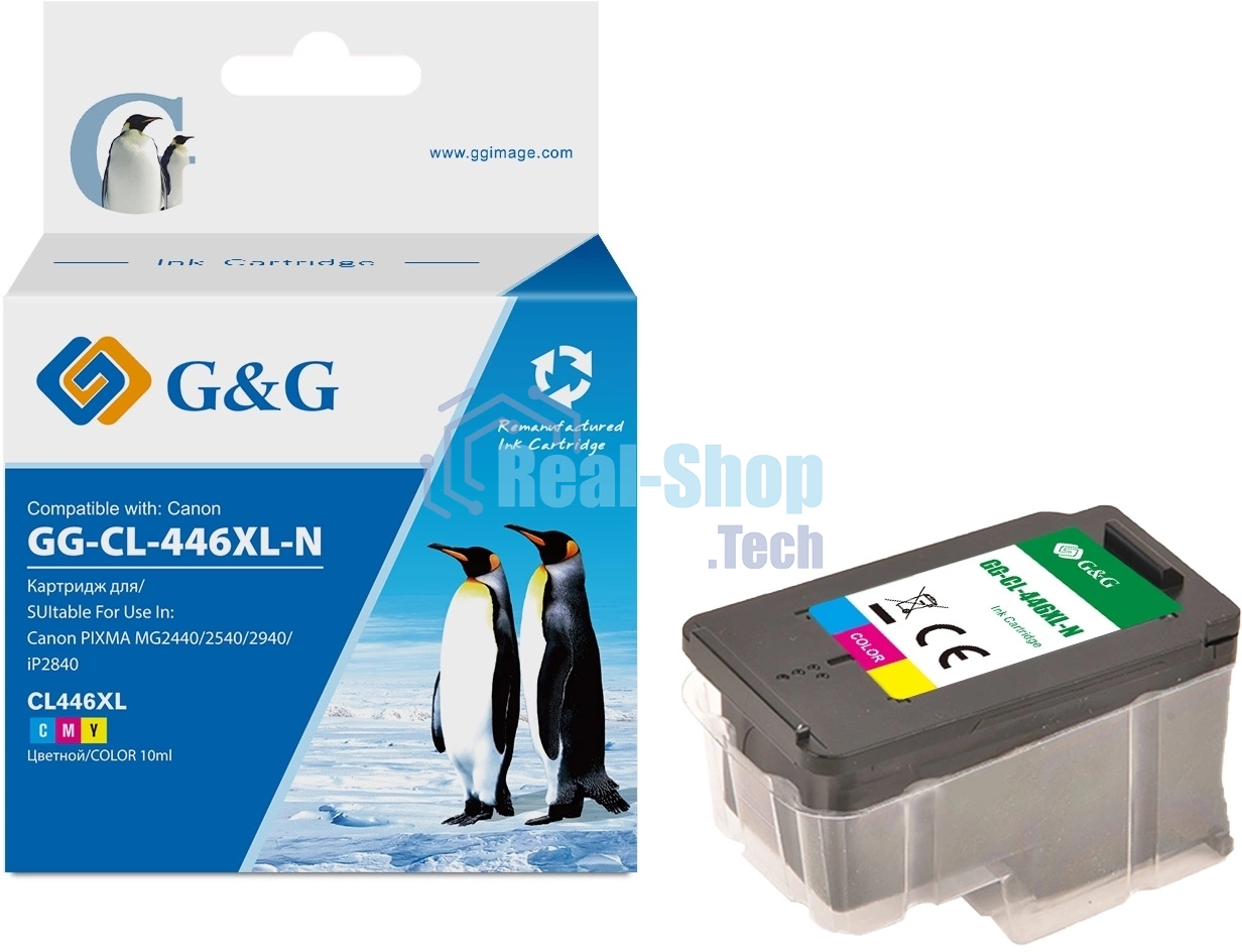 Картридж струйный G&G GG-CL-446XL-N (CL-446) голубой/пурпурный/желтый (15 мл) для Canon PIXMA MX494; MG2440/2545S/2940/2540/2540S/3040;iP2840;TS204/304/3140/3340;TR4540