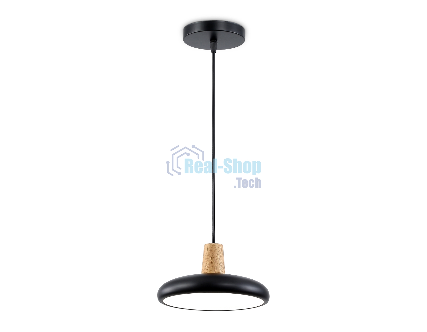 Светильник Ambrella light FL4839 BK/WD черный/дерево 24W 3000-6000K D200*800 (без ПДУ)