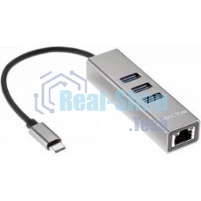 Переходник Telecom USB 3.1 Type-C -->RJ-45 1000Mbps +3 USB3.0, Aluminum Shell, 0.2м Telecom TA311C