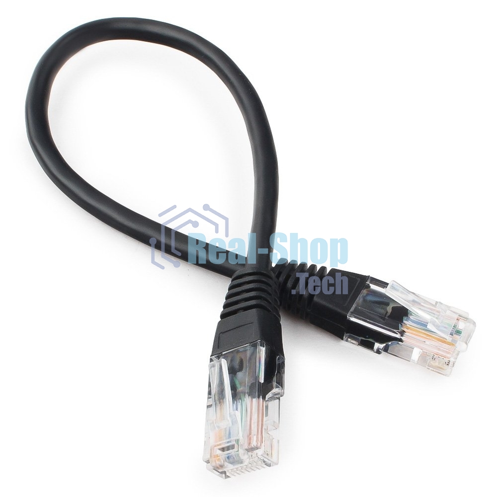 Патч-корд UTP Cablexpert cat.5e 0.25м, литой, многожильный, черный