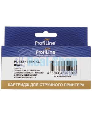 Картридж струйный ProfiLine PL-CLI-451BK для Canon PIXMA iP7240/MG5440/MG5540/MG6340/MG6440/MG7140/MX924 Black водн