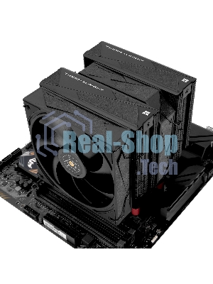 Кулер для процессора Thermalright Royal Pretor 130 черный (4-pin PWM, 158мм, Ni/Cu, 6x6мм, 1x120+1x130мм, 80.45CFM/81.88CFM, 29.4dBA/28.3dBA, 2150PM/1750RPM, S: 1200, 1700, 1851, 2011, 2066, 115X, AM4, AM5, black)