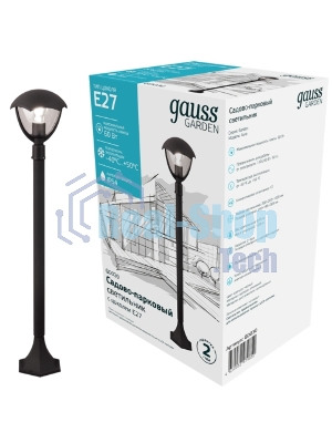 Светильник садово-парковый Gauss Aura на стену вверх 188x210x238мм, 170-240V/50Hz, 1xE27, Max.60W, IP: 54, 1/6