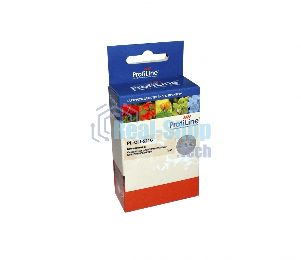 Картридж струйный ProfiLine PL-CLI-521C для принтеров Canon Pixma IP3600/IP4600/MP540/MP550/MP620/MP630/MP980 с чипом водн
