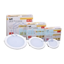 Светильник IEK LDVO0-1602-1-7-K02 ДВО 1602 белый круг LED 7Вт 4000К IP20 алюм. корпус, диам 120 мм