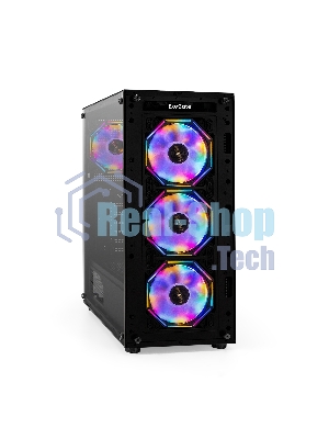 Компьютерный корпус Miditower ExeGate i3 BASE (ATX, без БП, с окном, 1*USB+1*USB 3.0, аудио, 4 вент. 12см с RGb подсветкой)