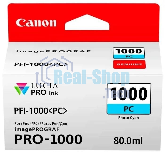 Картридж струйный Canon PFI-1000 PC фото голубой (80 мл.) для Canon IJ SFP PRO-1000 WFG