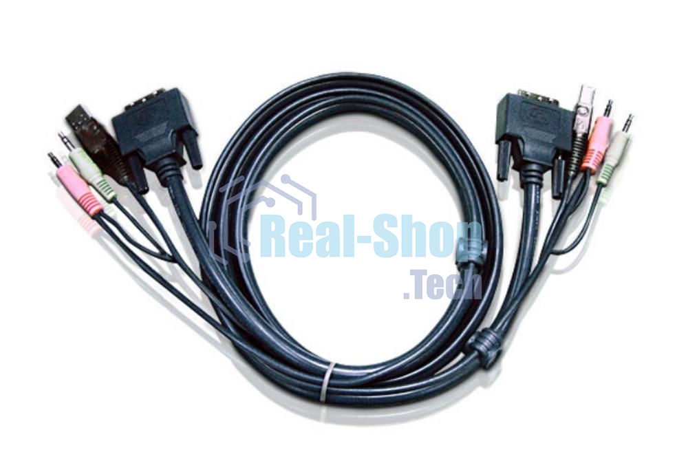 Кабель KVM USB(тип А Male)+DVI-D(Male)2хАудио(Male) (-) USB(тип B Male)+DVI-D(Male)+2хАудио(Male) 3м., черный. CABLE DVI/USB B/MC.SP-DVI/USB A 3M