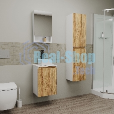 Комплект для ванной, 4 предмета (Тумба Bau Dream Blackwood 40, раковина BAU Mini 24х24, смеситель для раковины высокий Hotel Black, черный, выпуск клик клак, черный)