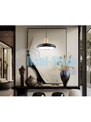Светильник Ambrella light FL4839 BK/WD черный/дерево 24W 3000-6000K D200*800 (без ПДУ)