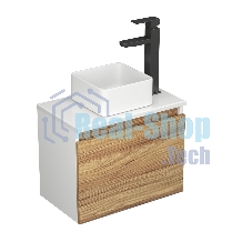 Комплект для ванной, 3 предмета (Тумба Bau Dream Blackwood 50, раковина BAU Mini 24х24, смеситель для раковины высокий Hotel Black, черный)