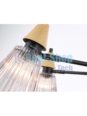 Люстра Ambrella light LH58116/7 BK/LW/SM черный/светлое дерево/дымчатый E14*7 max 40W D750*390