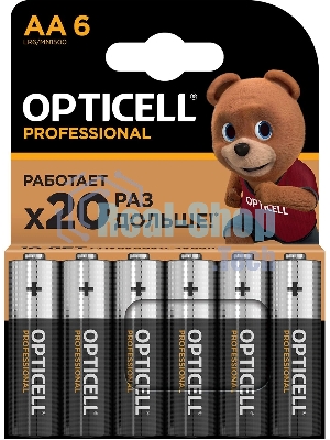 Элемент питания алкалиновый AA/LR6 (блист. 6шт) Professional Opticell 5052003