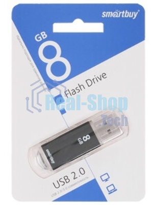 Флешка USB Smartbuy V-Cut Black (SB8GBVC-K), 8Gb, USB 2.0, R/W 20/10, черный