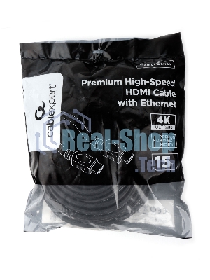 Кабель HDMI Cablexpert CC-HDMI4L-15M, 15м, v2.0, 19M/19M, серия Light, черный, позол.разъемы, экран, пакет