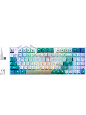 Клавиатура беспроводная Defender REDRAGON VEIGAR USB, Bluetooth/Радиоканал, бело-голубая