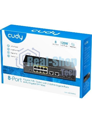 Коммутатор Cudy GS1010PS2, 8×1 Гбит/с, 2×1 Гбит/с Combo (RJ-45/SFP), 2×1 Гбит/с SFP