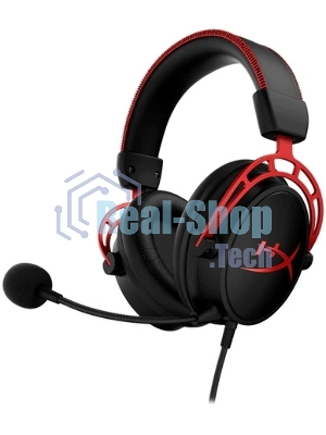 Гарнитура HyperX Cloud Alpha чёрный-красный, проводная, 2 x 3.5 мм, съёмный микрофон с шумоподавлением, регулятор громкости на кабеле