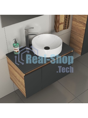 Комплект для ванной, 4 предмета (тумба Bau 80, графит + раковина BAU Dream D41 + смеситель Hotel Still, выпуск клик-клак, черный)