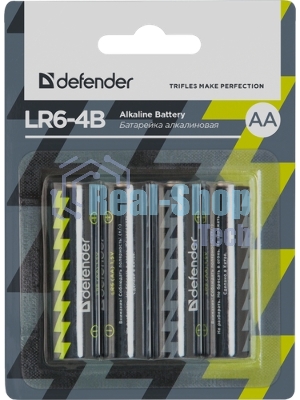 Батарейка алкалиновая Defender LR6-4S АА, шринк, 4 шт., EcoLine