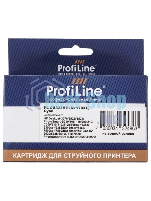 Картридж струйный ProfiLine PL-CB323HE №178XL для принтеров HP Photosmart C5380/C5383/C6380/C6383/D5460/D5463/Premium Fax/Pro B8553 Cyan водн
