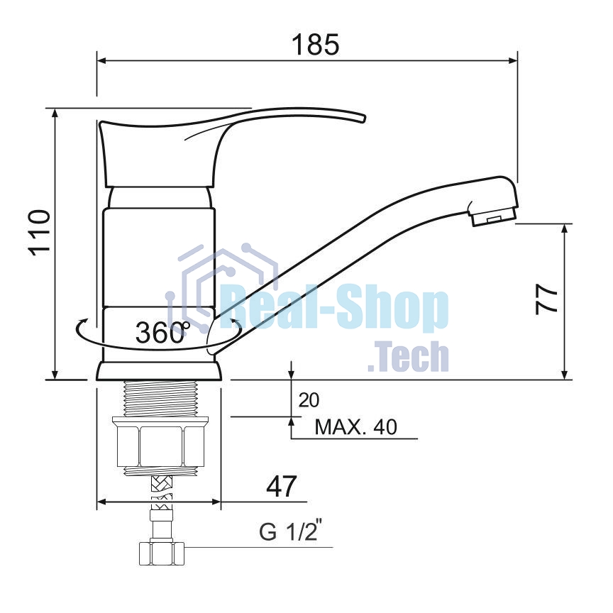 SL86-004FBS-15 Смеситель для кухни, ø35
