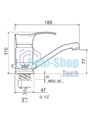 SL86-004FBS-15 Смеситель для кухни, ø35