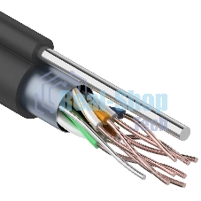 Кабель витая пара Rexant F/UTP, cat.5e, PE, 4PR, 24AWG, внешний, черный, с тросом, 305 м