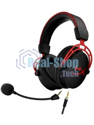 Гарнитура HyperX Cloud Alpha чёрный-красный, проводная, 2 x 3.5 мм, съёмный микрофон с шумоподавлением, регулятор громкости на кабеле