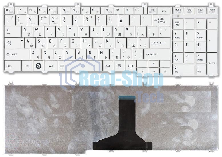 Клавиатура для ноутбука Toshiba Satellite C650 C660 L650 L670 L750 L750D белый