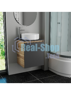 Тумба Bau Dream Blackwood 50 графит, раковина BAU Dream круглая D41, смеситель для раковины высокий Hotel Still, нержавеющая сталь