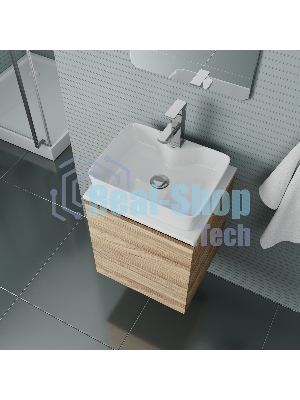 Тумба Bau Dream Blackwood 50 с дверцей, раковина BAU Cerama 48х37 белая, смеситель Hotel Still, нерж. сталь, выпуск клик клак, хром