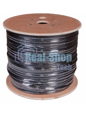 Кабель витая пара Rexant F/UTP, cat.5e, PE, 4PR, 24AWG, внешний, черный, с тросом, 305 м