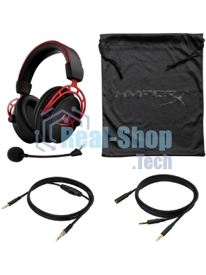 Гарнитура HyperX Cloud Alpha чёрный-красный, проводная, 2 x 3.5 мм, съёмный микрофон с шумоподавлением, регулятор громкости на кабеле
