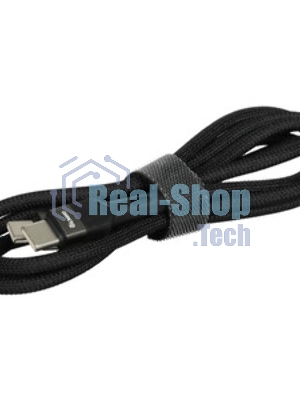 Кабель OLMIO BOLT, Type-C - Type-C, 60W, 1.2м, тканевая оплетка, черный