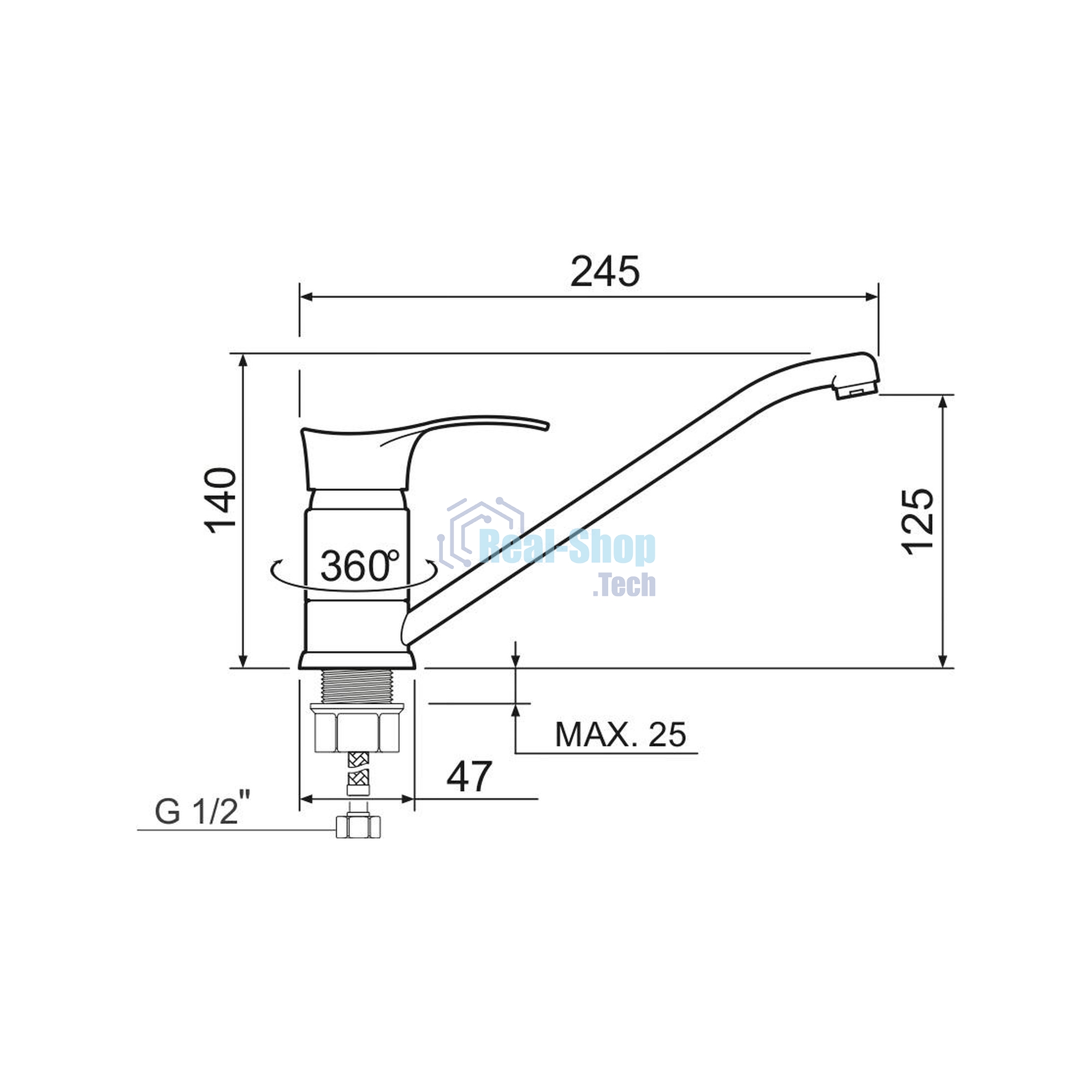 SL86-004FBS-25 Смеситель для кухни, ø35