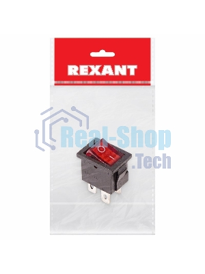 Выключатель клавишный Rexant 250V 6А (4с) ON-OFF красный с подсветкой Mini (RWB-207, SC-768)