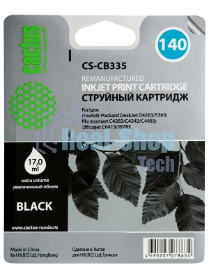 Картридж струйный Cactus CS-CB335 №140 черный (17 мл.) для HP DeskJet D4263/D4363; OfficeJet J5783/J6413