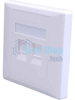 Панель Suprlan 10-0334-1, лицевая со шторкой 80x80, 2xKeystone ABS пластик, белый
