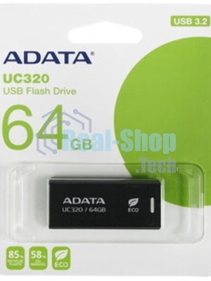 Флешка USB ADATA UC320 (UC320-64G-RBK/BK), 64Gb, USB 3.2, R/W 100/30, черный